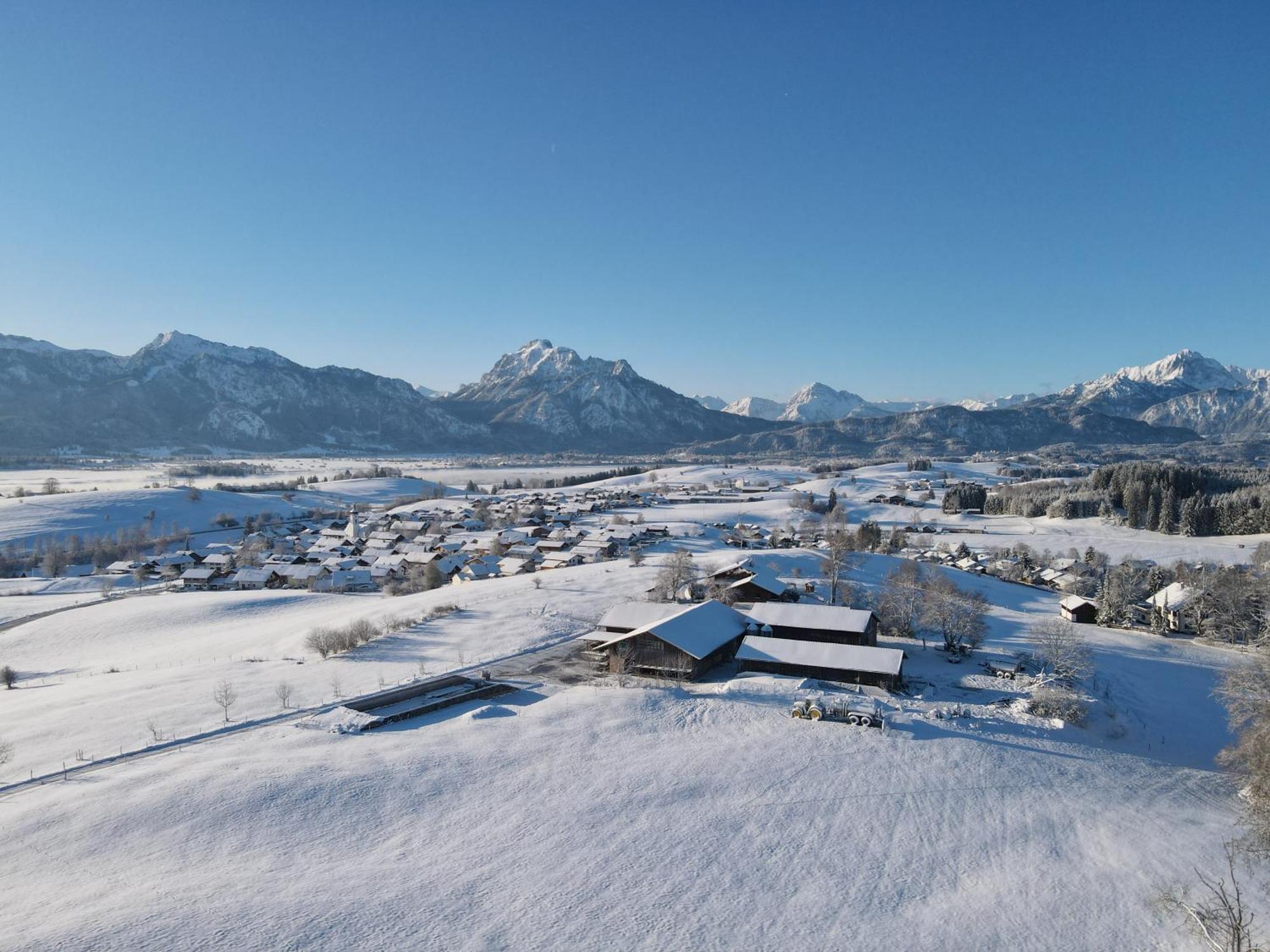 Chalet - Ferienwohnungen - Biohof Stoeger - Panoramasuedbalkon - Grandiose Aussicht Auf See, Berge Und Schloss Neuschwanstein Rieden Exteriér fotografie